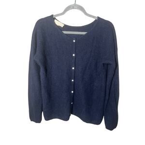 Sézane Cardigan Round Neck Mohair Alpaca Knit Navy Blue Button Up Sz Smal